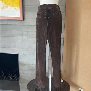 Vintage Bebe Brown Suede Lace-Up low-rise Women’s Jeans